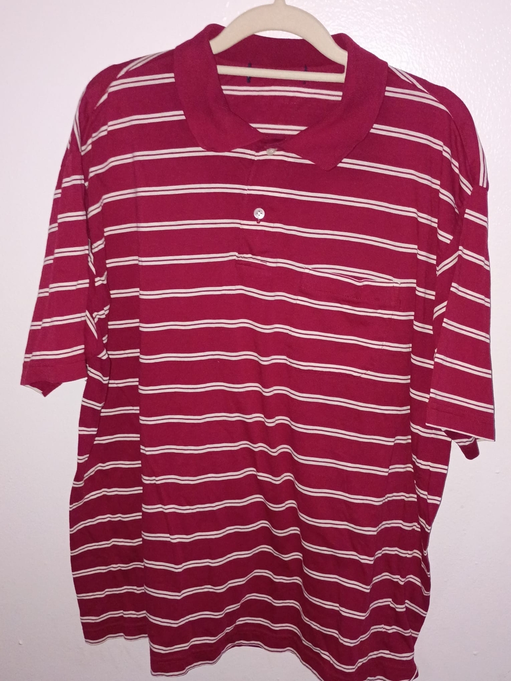 Men's Burgundy Striped Polo Shirt